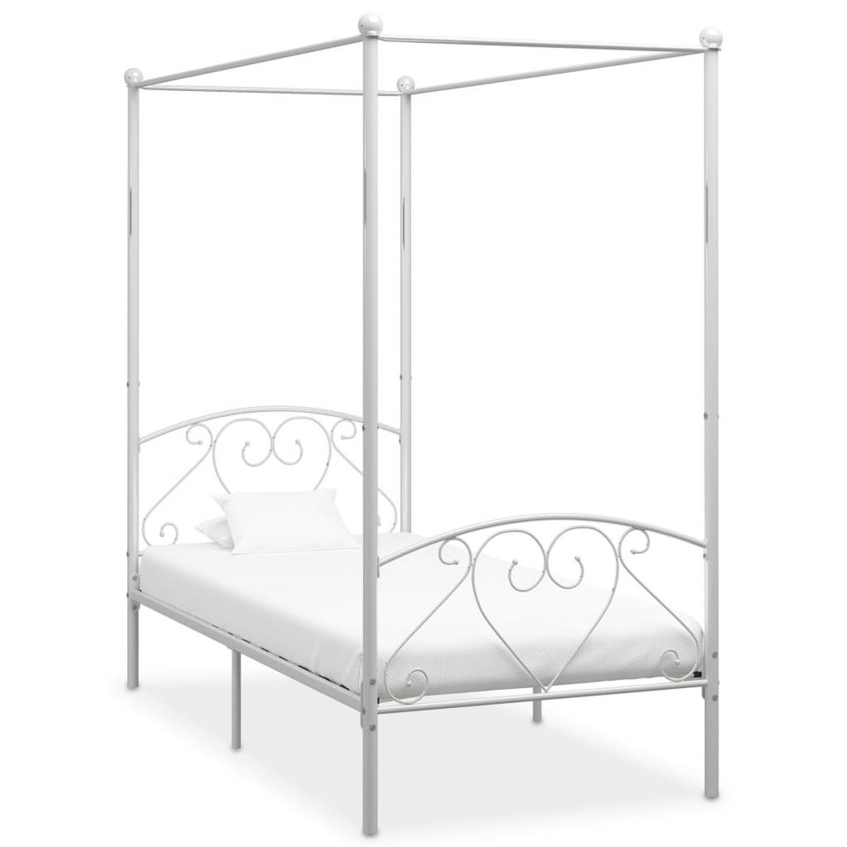 HIMMELBETT-GESTELL WEISS METALL 90 X 200 CM - Weiß, Metall - vidaXL
