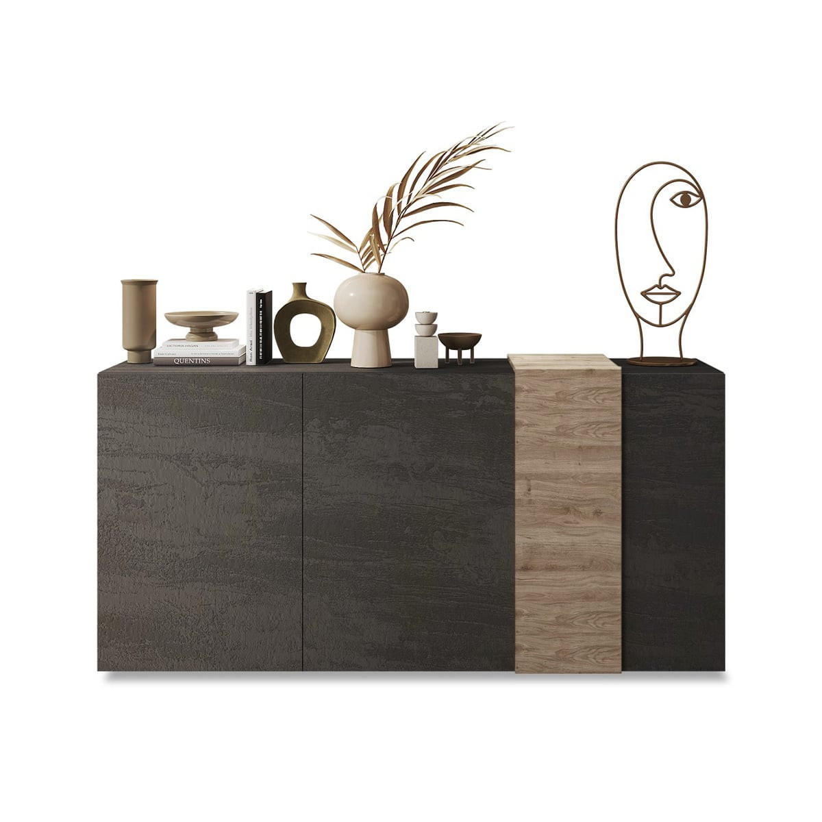 SIDEBOARD 3 Türen Pluton - L181 cm - Apfelbaumfarben, Holzwerkstoff (44/84/181cm) - Calicosy