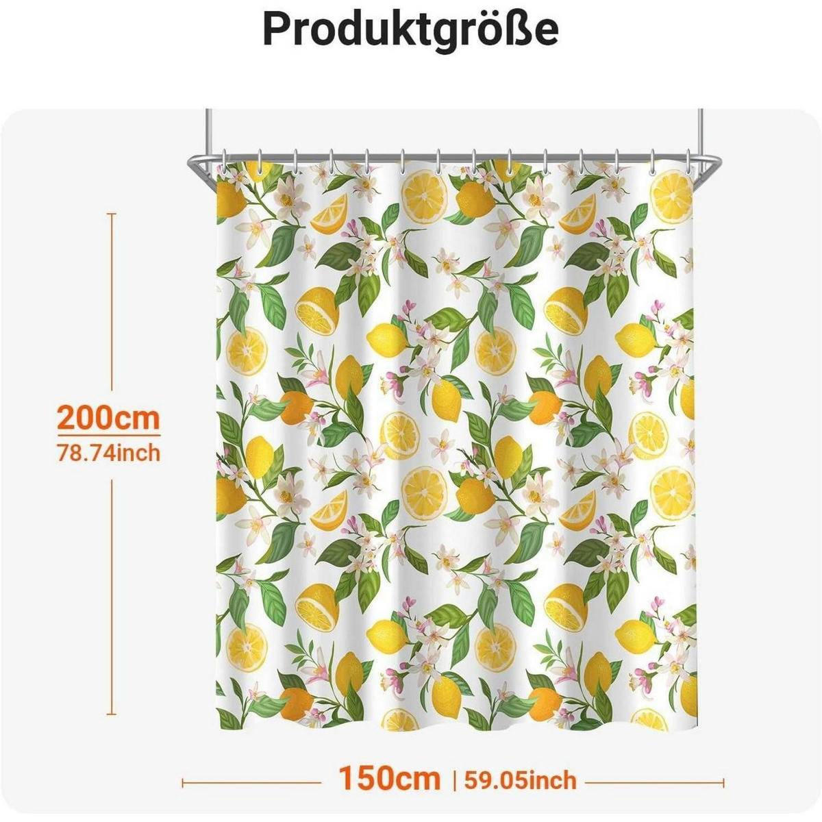 DUSCHVORHANG Zitronenblätter 150 x 200 cm - Multicolor, Textil (150/200cm)