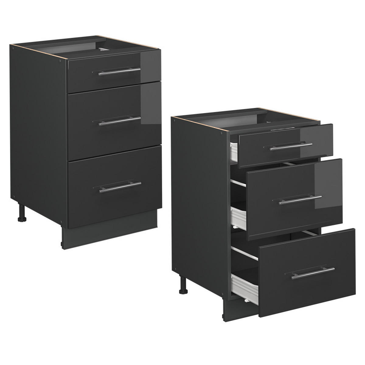 KUCHYNSKÁ SPODNÁ SKRINKA Fame-Line Antracit vysoký lesk - antracitová/čierna s vysokým leskom, kompozitné drevo (50/82/51.6cm) - Vicco