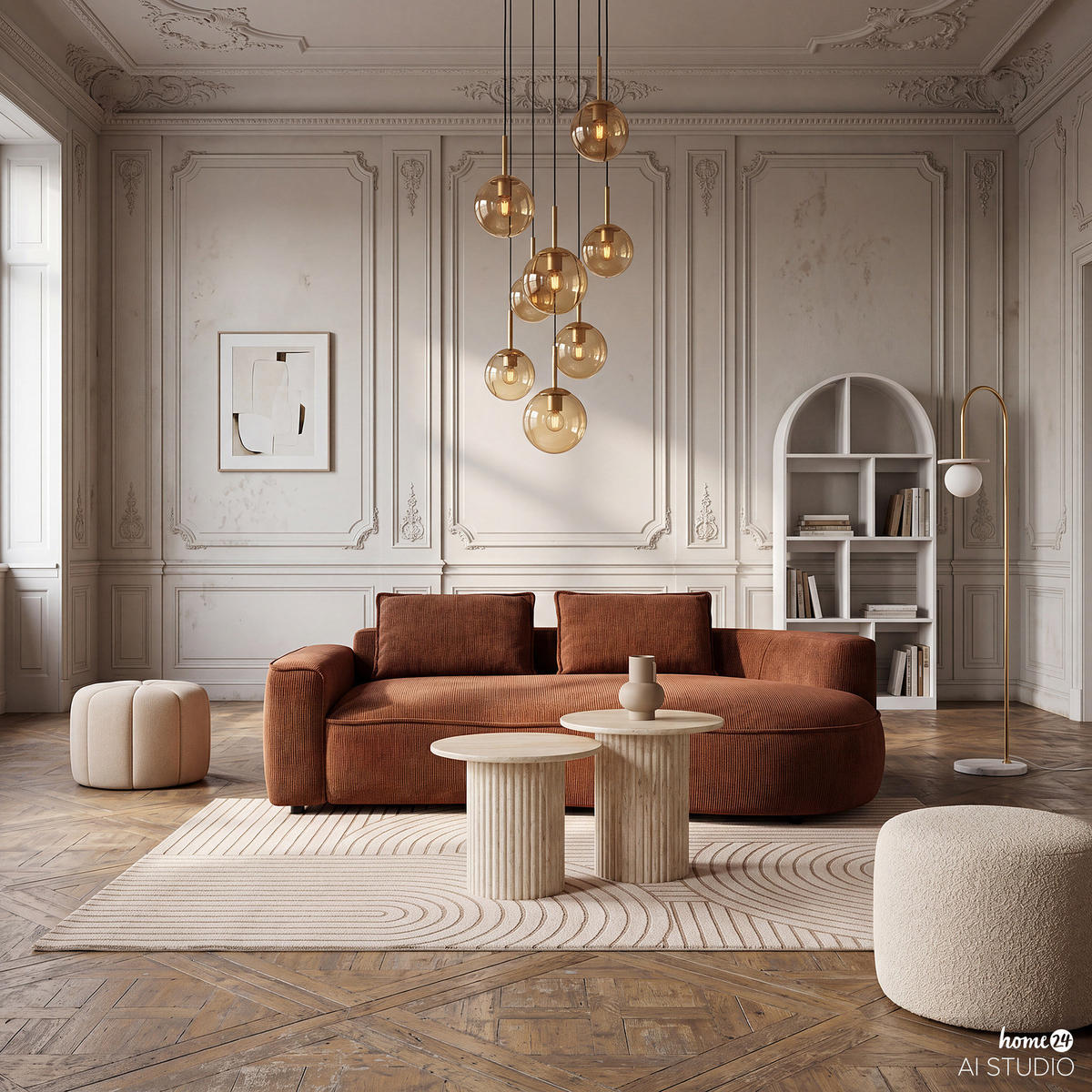 COUCHTISCH - 2er-Set - Travertin Stein Dekor - Beige, Holzwerkstoff (80/80/40cm) - home24