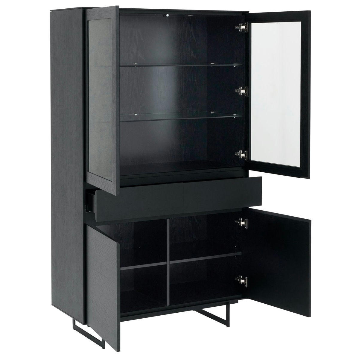 VITRINE Schwarz - Schwarz, Holz/Metall (110/190/45cm) - Furnhouse