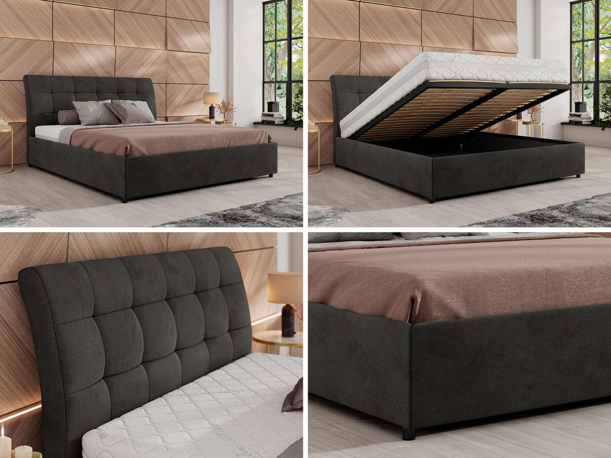 POLSTERBETT GALA CLASSIC 160/200 - Dunkelgrau Velvet - ohne Matratze - Dunkelgrau, Textil (160/200cm) - MKS