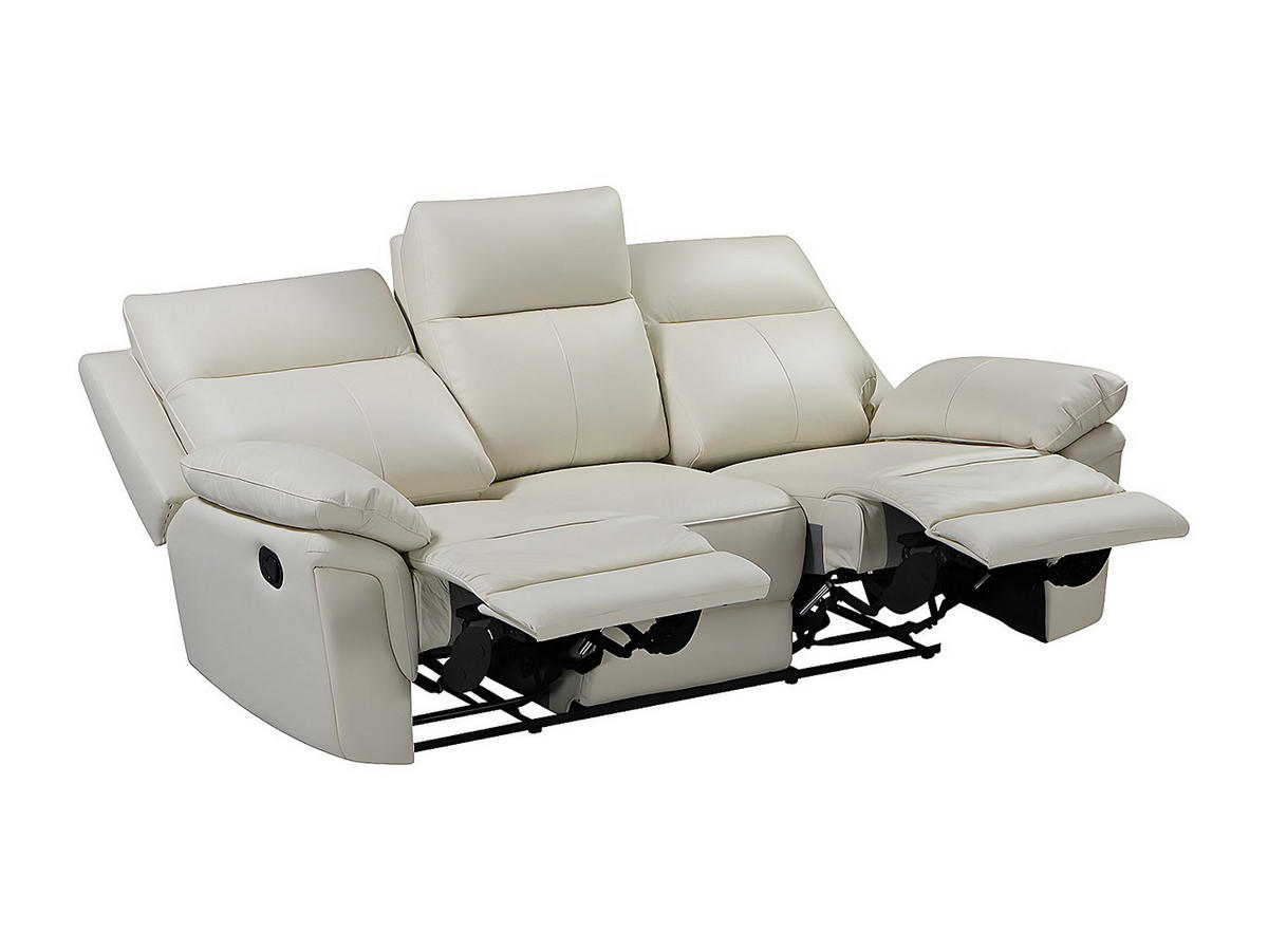 RELAXSOFA - 3 Personen - leder - elfenbeinfarben Pakita - Weiß, Leder (208/102/92cm) - Vente-Unique