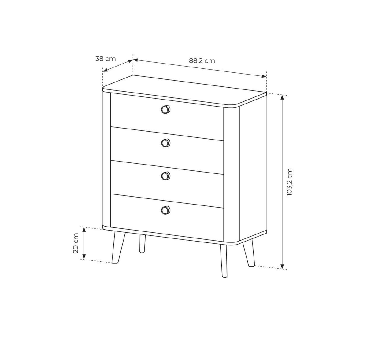 KOMMODE VIKI Beige 88x38x103 cm - Beige, Holzwerkstoff (88/103/38cm) - FURNLUX