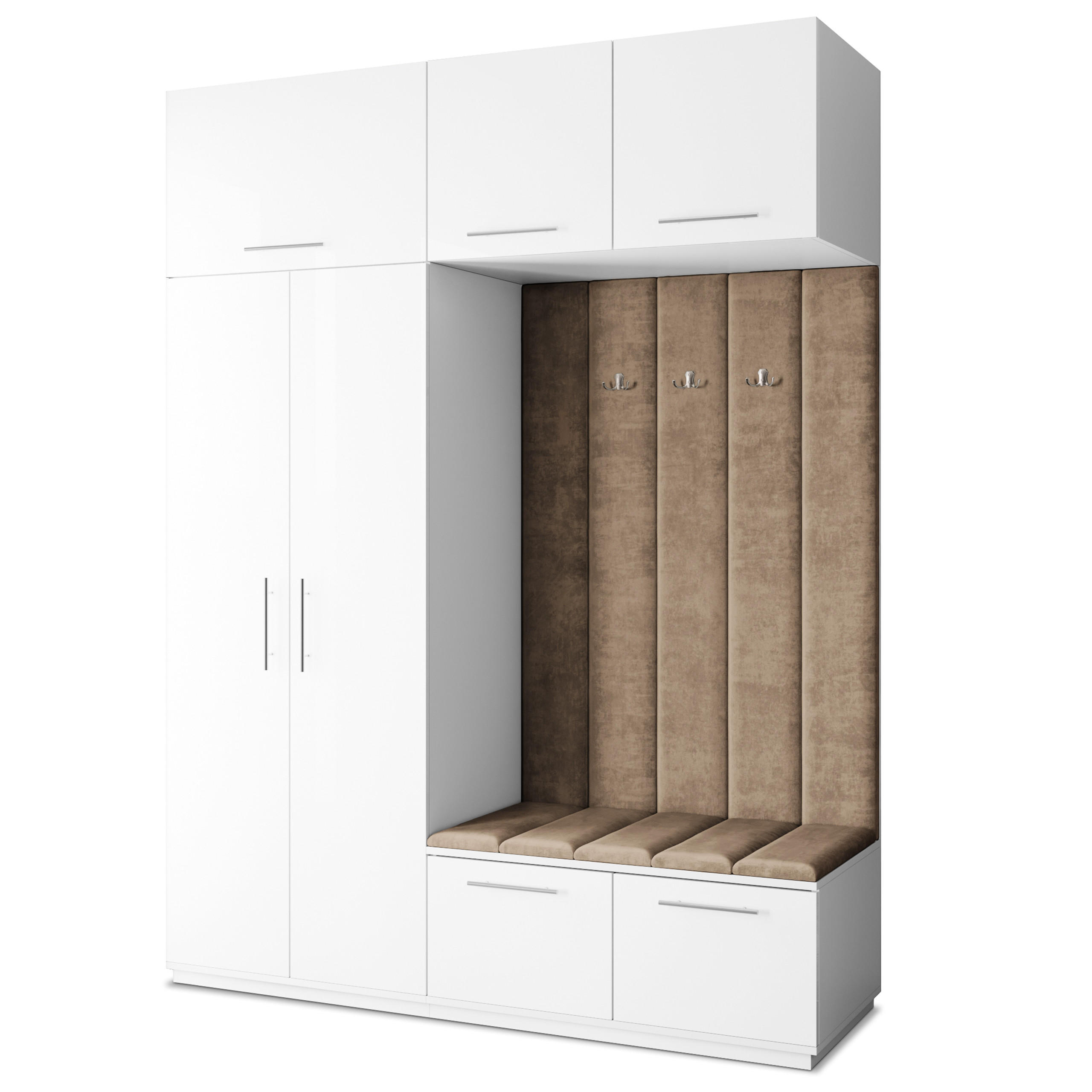 GARDEROBENSCHRANK REMA 180/240/60 cm Modern Garderobe-Set Weiß - Beige/Weiß, Holzwerkstoff (180/240/60cm) - MASSENO