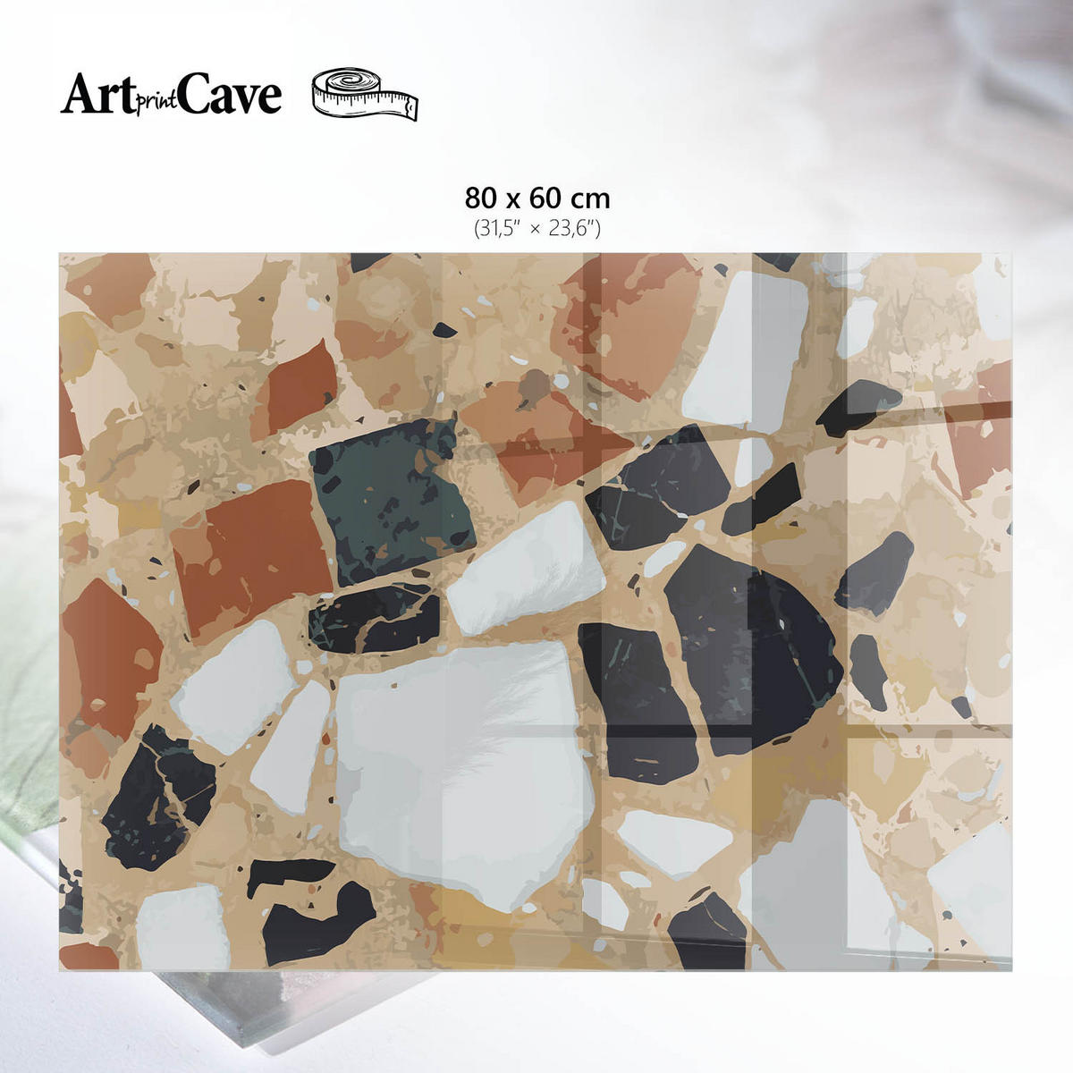 GLASPLATTE 80x60 cm – Abstraktes Mosaik - Braun, Glas (0.4/80/60cm) - ArtPrintCave