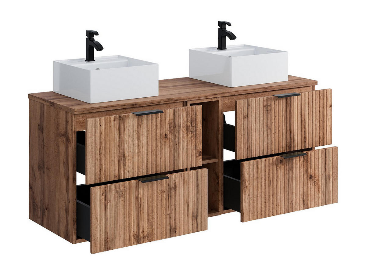 DOPPELWASCHTISCH - 140cm x 46cm - MDF - naturfarben hell - ZEVARA - Naturfarben, Holz (140/57/46cm) - Vente-Unique