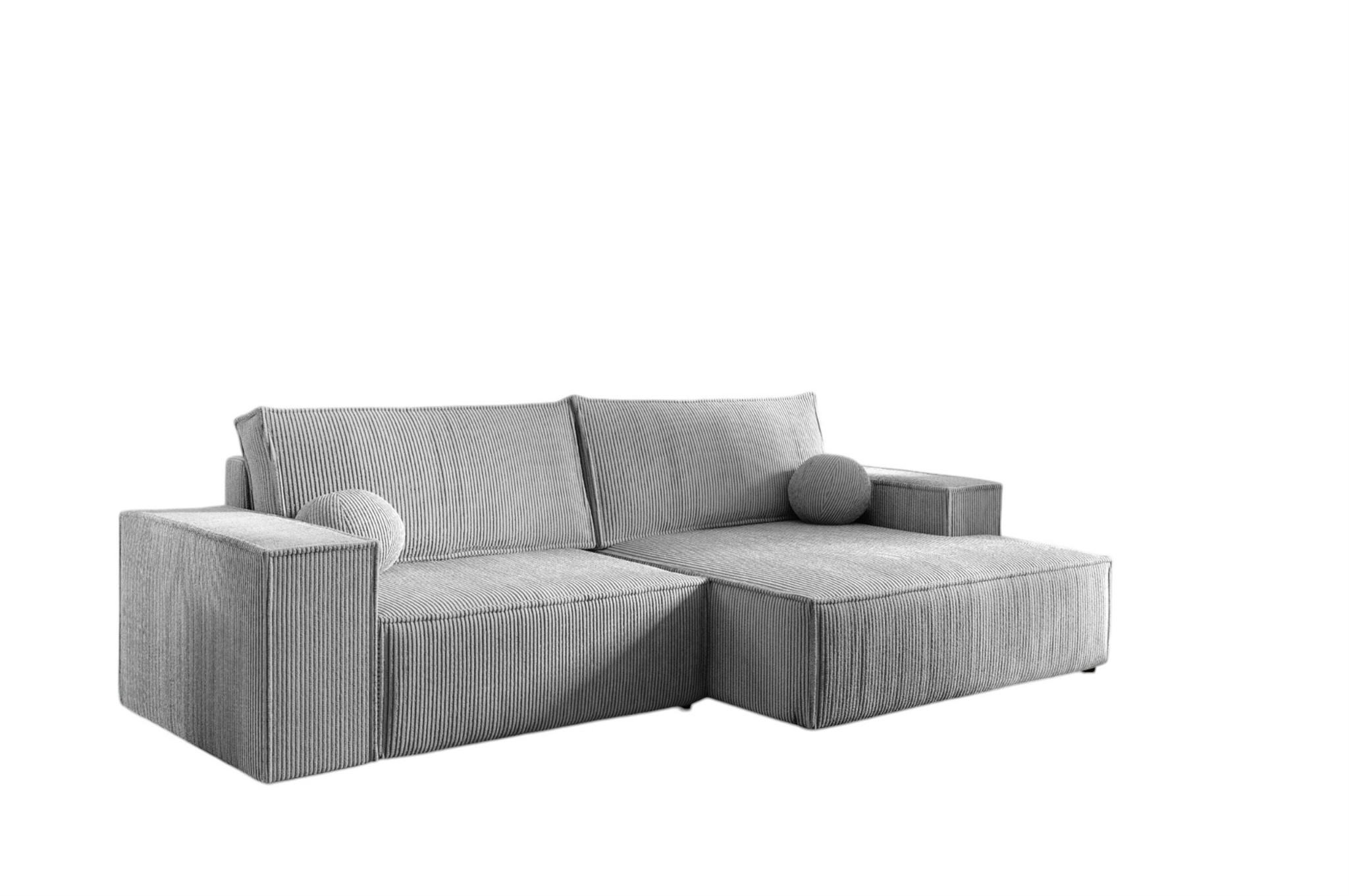 ECKSOFA Corunia Xs - Blaugrau, Holzwerkstoff/Textil (255/148cm) - Fun Möbel