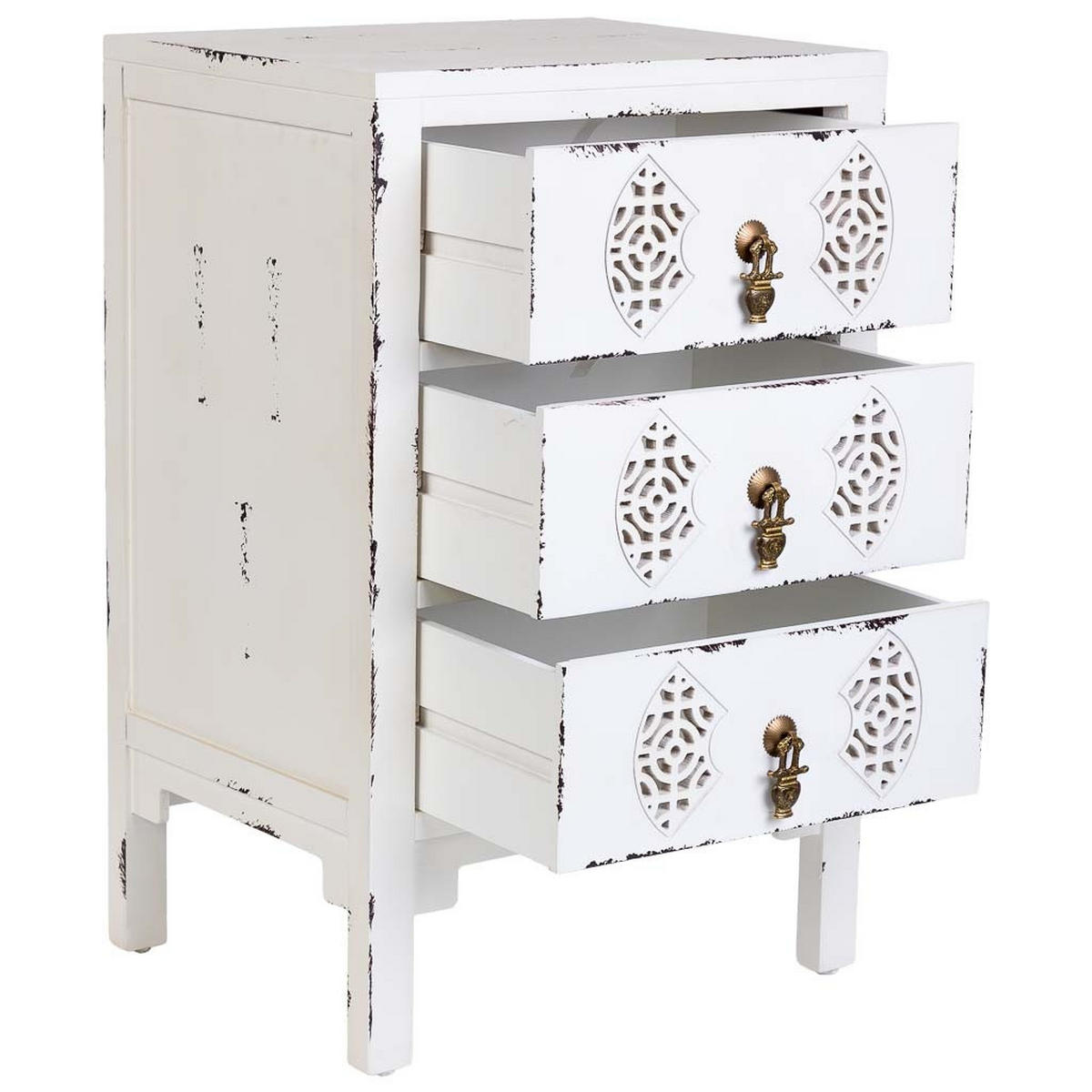 NACHTTISCH aus Holz, weiß, 45x36x70cm - Weiß, Holz (45/70/36cm) - Wanderlust