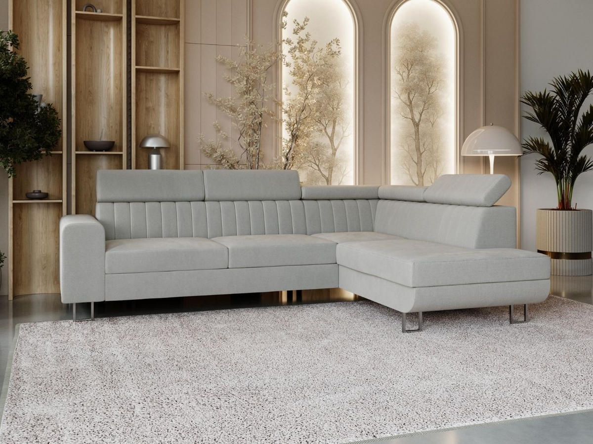 ECKSOFA Berona Grau Rechts - Grau, Holz/Textil (255/190cm) - Graingold