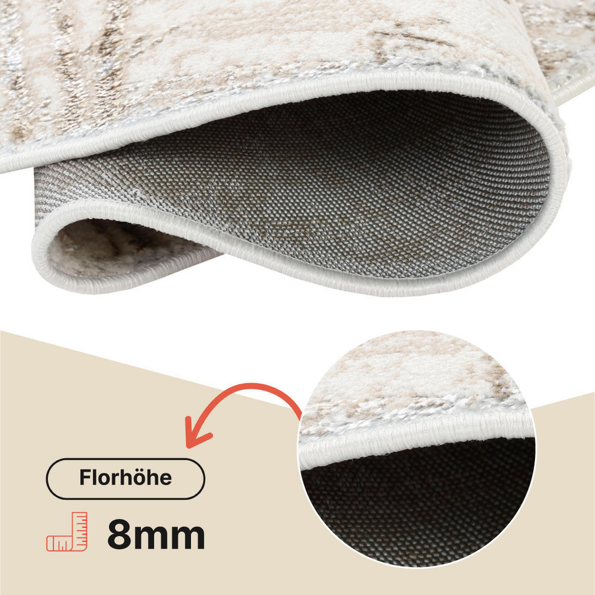 TEPPICH CRYSTAL ROUND Creme 200/200 cm - Creme, Textil (200/200cm) - Tapiso