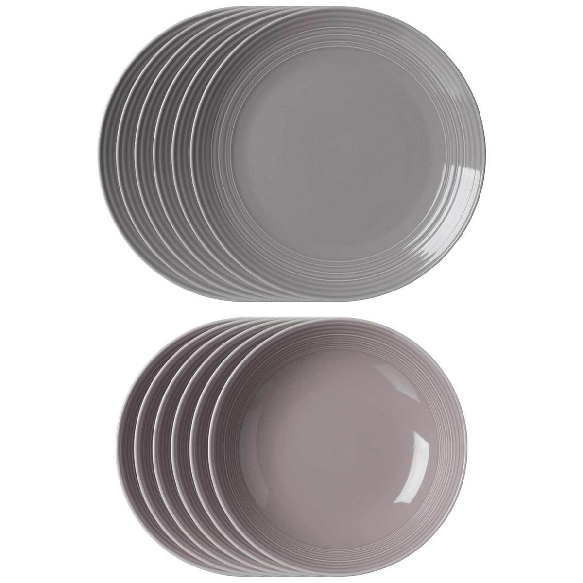 TAFELSERVICE Levi Grau 12er Set - Grau, Keramik (1/1/1cm) - Ritzenhoff Breker