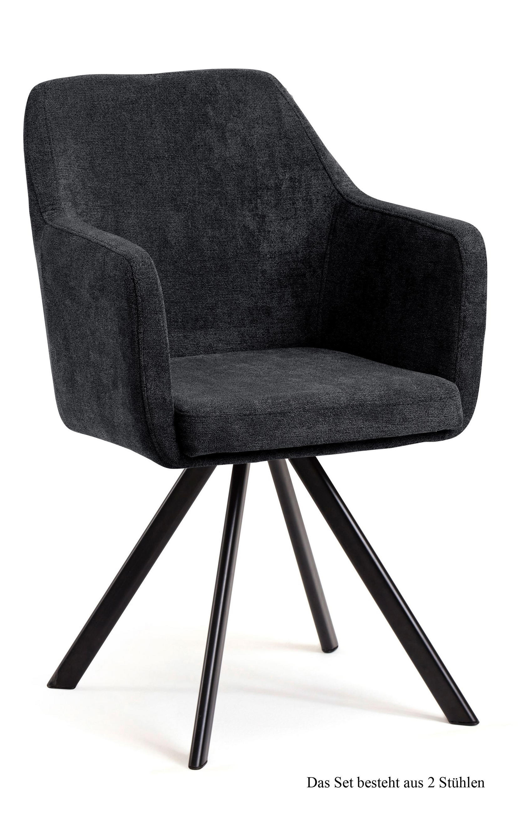 ARMLEHNSTUHL (2er-Set) Debee 57x87x60 Schwarz/Anthrazit - Anthrazit/Schwarz, Kunststoff (60/87/57cm) - 58aufmkessel