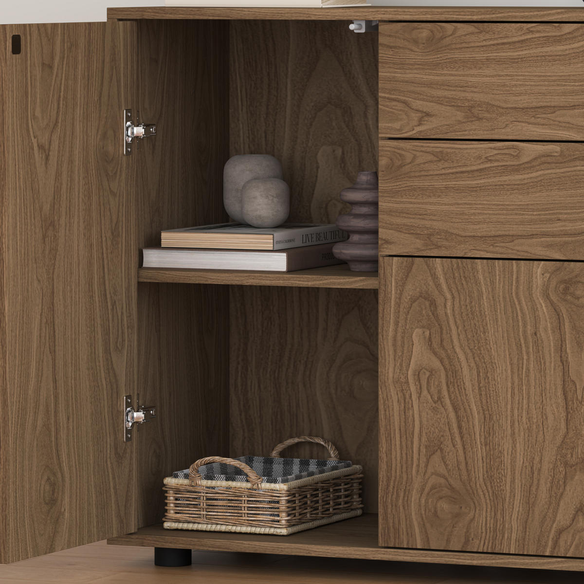 SIDEBOARD Paarl - Walnussfarben, Holzwerkstoff (79/74/36cm) - [en.casa]