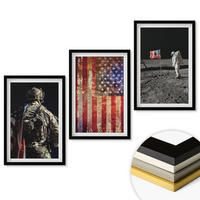 WANDBILDER 3er-Set - 40x60 cm Schwarzer Rahmen - Amerikanische Symbole, USA-Flagge - Schwarz, Kunststoff (40/60cm) - ArtPrintCave