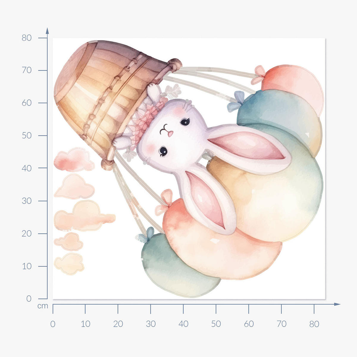 WANDAUFKLEBER 80x84cm - Flug durch den Himmel - Multicolor, Kunststoff (80/84/0.1cm) - Wallfluent