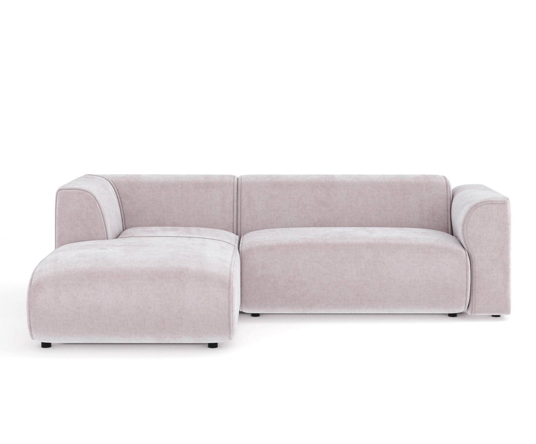 ECKSOFA Melani Lila Samtstoff - Flieder/Schwarz, Holz/Holzwerkstoff (253/153cm) - Maison de Reve