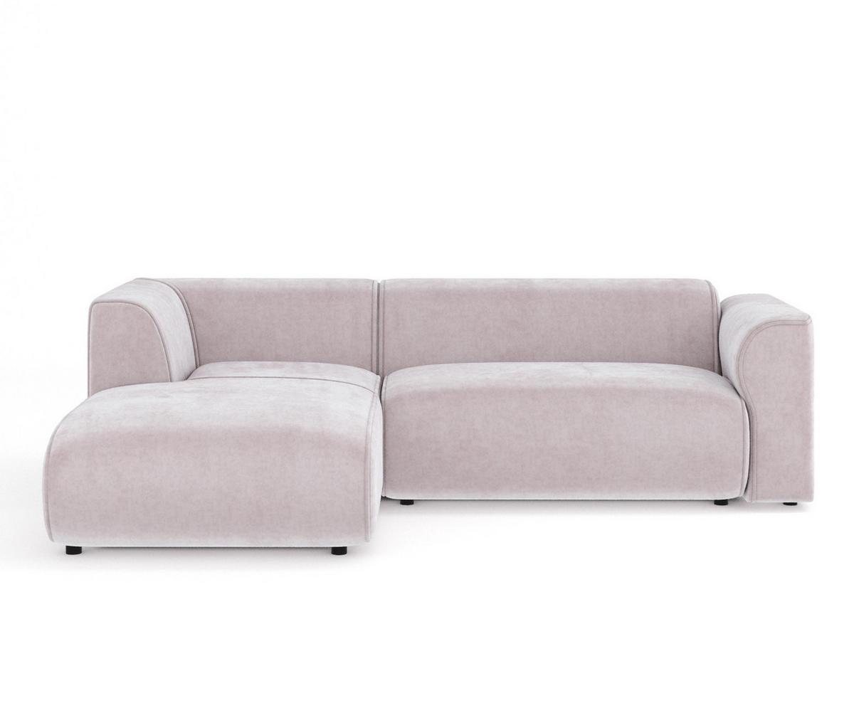 ECKSOFA Melani Lila Samtstoff - Flieder/Schwarz, Holz/Holzwerkstoff (253/153cm) - Maison de Reve