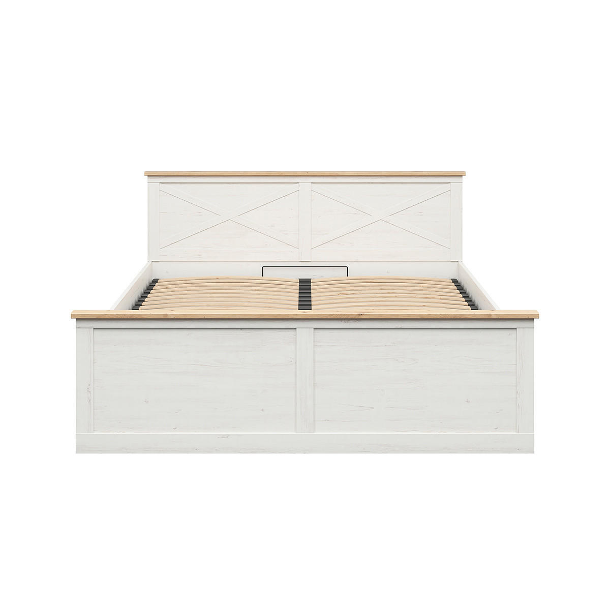 BOXBETT 180/200 Victoria Weiß und Holz - Weiß, Holzwerkstoff (180/200cm) - Petits-meubles