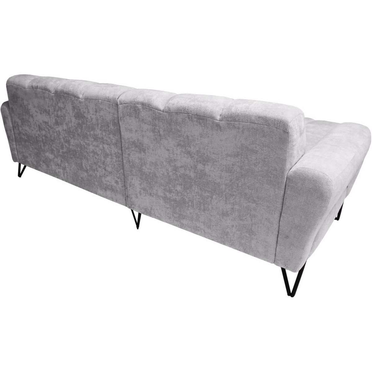 ECKSOFA Volare Mini ohne Schlaffunktion hellgrau links, Vega-Stoff - Hellgrau/Schwarz, Textil/Metall (256/165cm) - Beautysofa