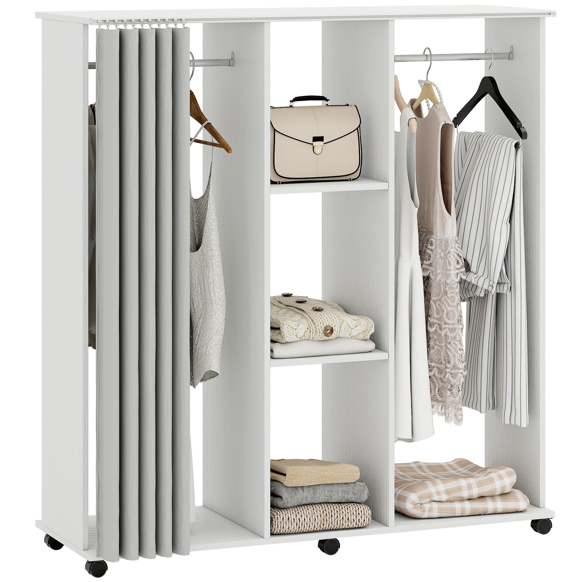 KLEIDERSCHRANK DE-17208 Weiß - Weiß, Holzwerkstoff (40/128/120cm) - ComfortXL