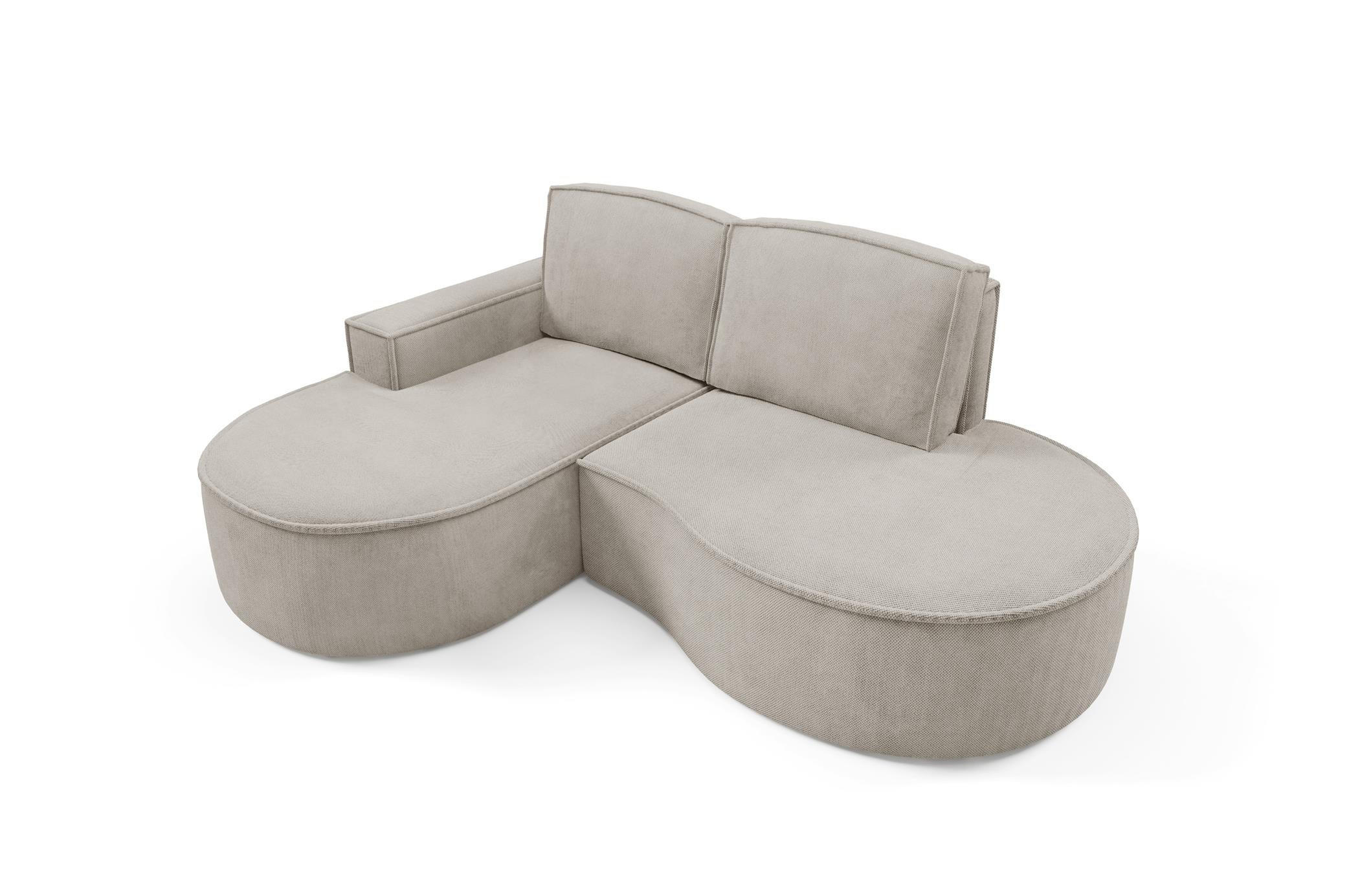 ECKSOFA Flow Kalt Beige, mit Kissen in Curio Stoff, linke seite - Beige, Holzwerkstoff/Textil (210/157cm) - Bettso