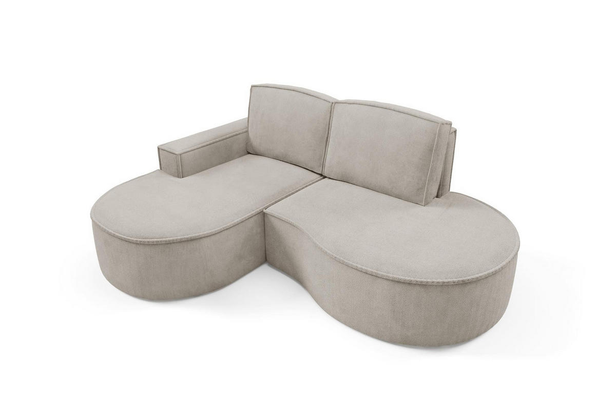 ECKSOFA Flow Kalt Beige, mit Kissen in Curio Stoff, linke seite - Beige, Holzwerkstoff/Textil (210/157cm) - Bettso