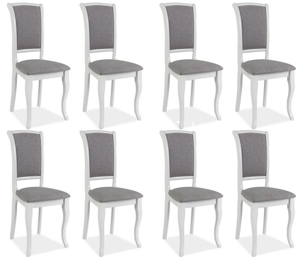 ESSZIMMERSTÜHLE Olivia 8-teilig Weiß / Grau - Weiß/Grau, Holz (45/96/42cm) - Feldmann-Wohnen