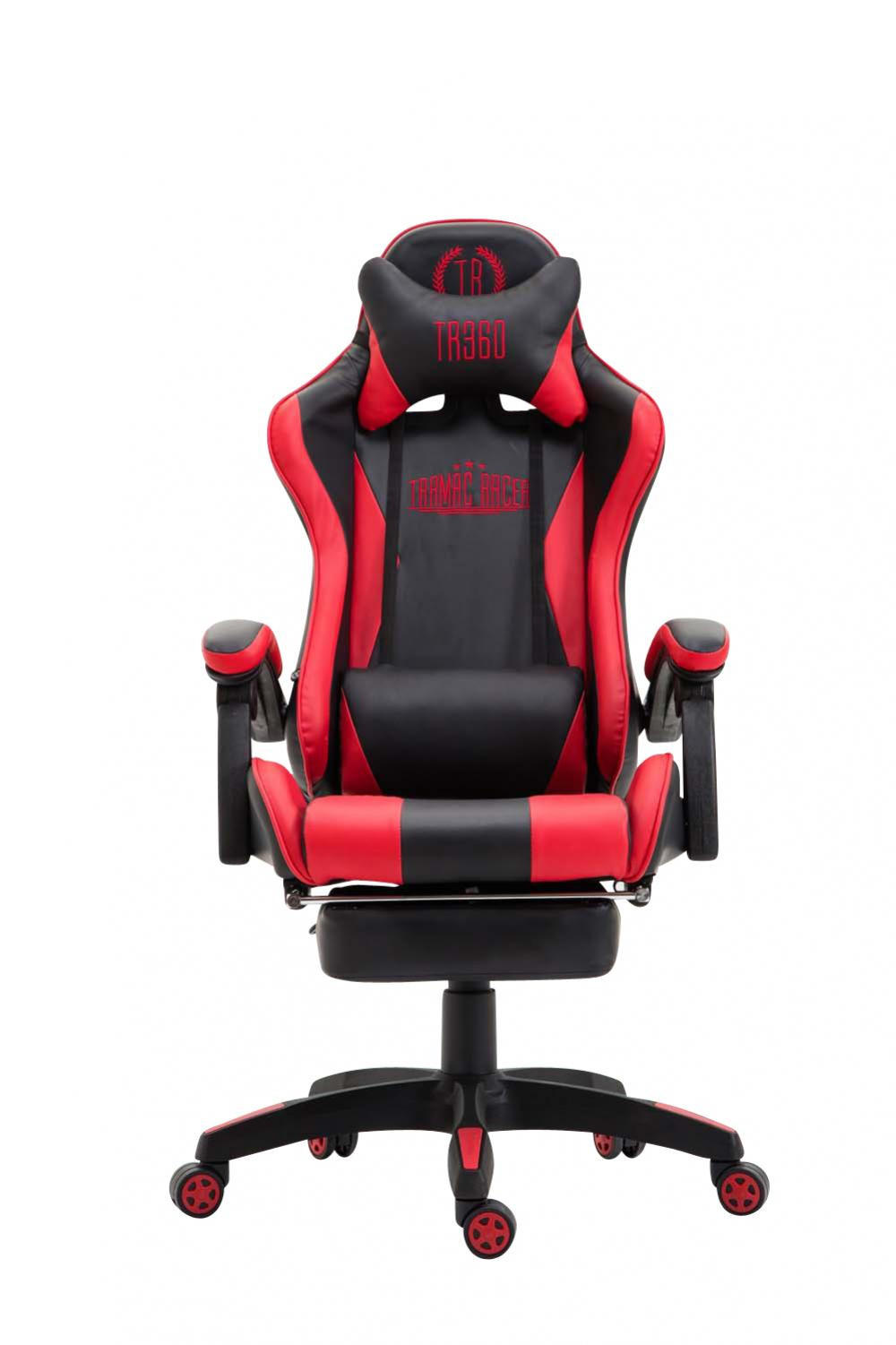 CHEFSESSEL Lederlook schwarz/rot - Rot/Schwarz, Kunststoff/Textil (66/121/58cm) - CLP