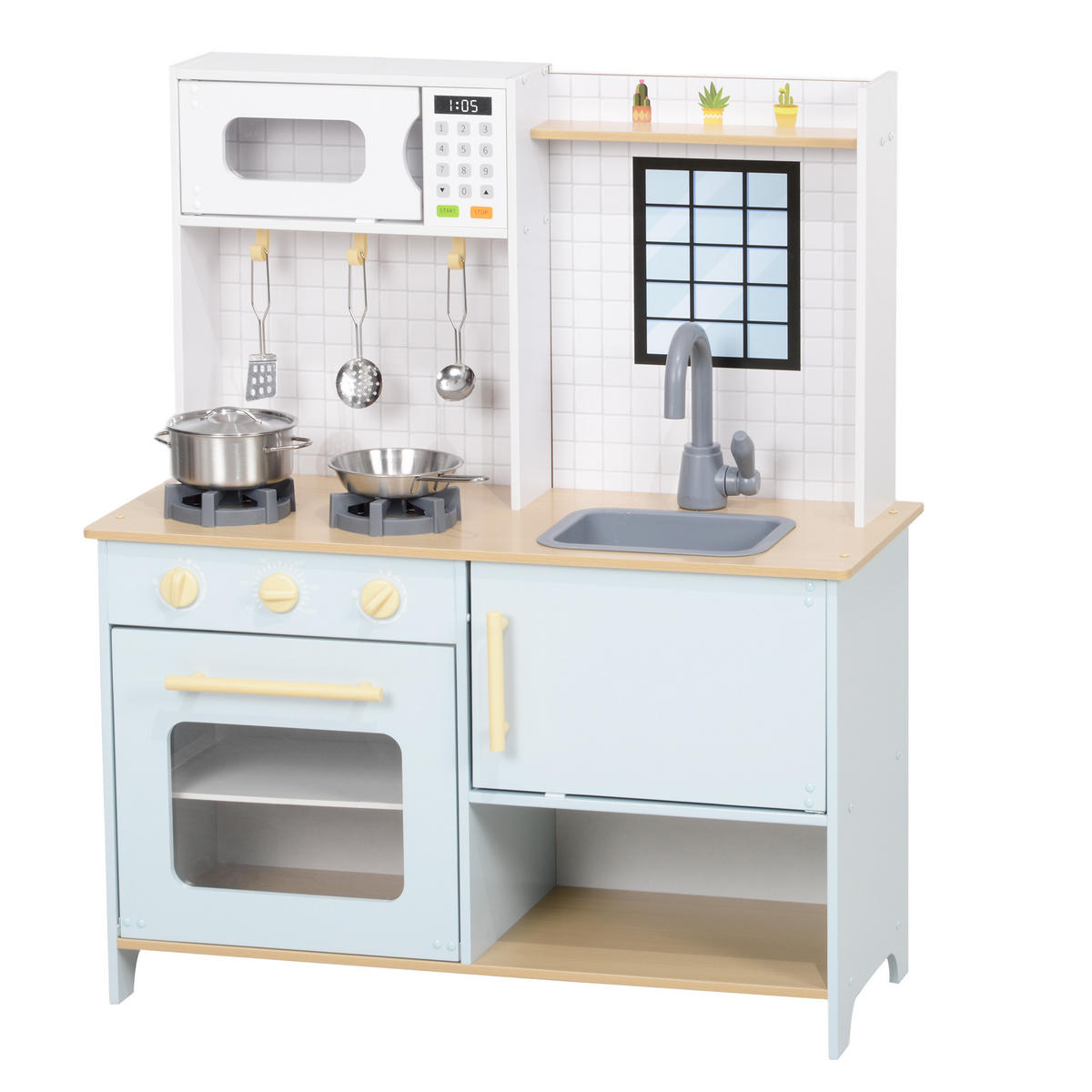 SPIELKÜCHE DE-18736 mit Mikrowelle & Herd Blau - Blau, Holzwerkstoff (72/33/85.2cm) - ComfortXL