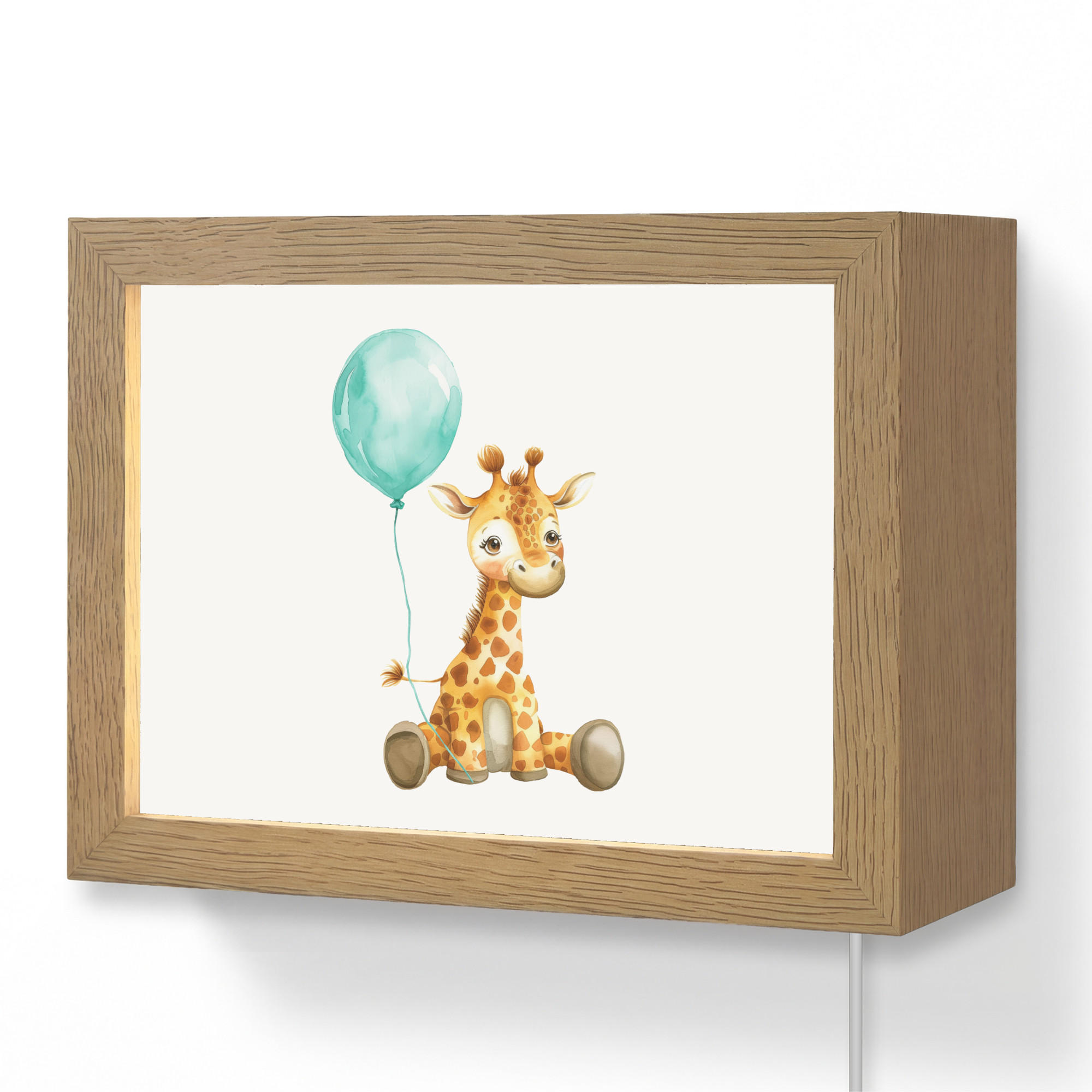 OnlyWow NÁSTĚNNÁ LAMPA Žirafa - Dítě - Zvířata - Modrý balón 20x15 cm