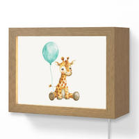 WANDLEUCHTE Giraffe - Baby - Tiere - Blauer Ballon 20x15 cm - Weiß, Holzwerkstoff (20/15/8cm) - OnlyWow