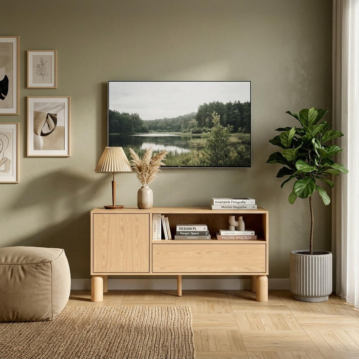 TV-LOWBOARD Sanden SN-5 120 x 61,6 x 40,6 cm Eiche Bookmatch - Eichefarben, Holz/Holzwerkstoff (120/61.6/40.6cm) - Koseto