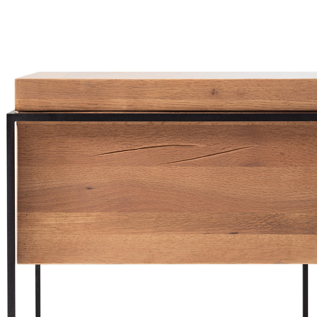 BEISTELLTISCH - Eiche massiv / Metall - Eichefarben, Holz/Metall (47/47/51cm) - home24