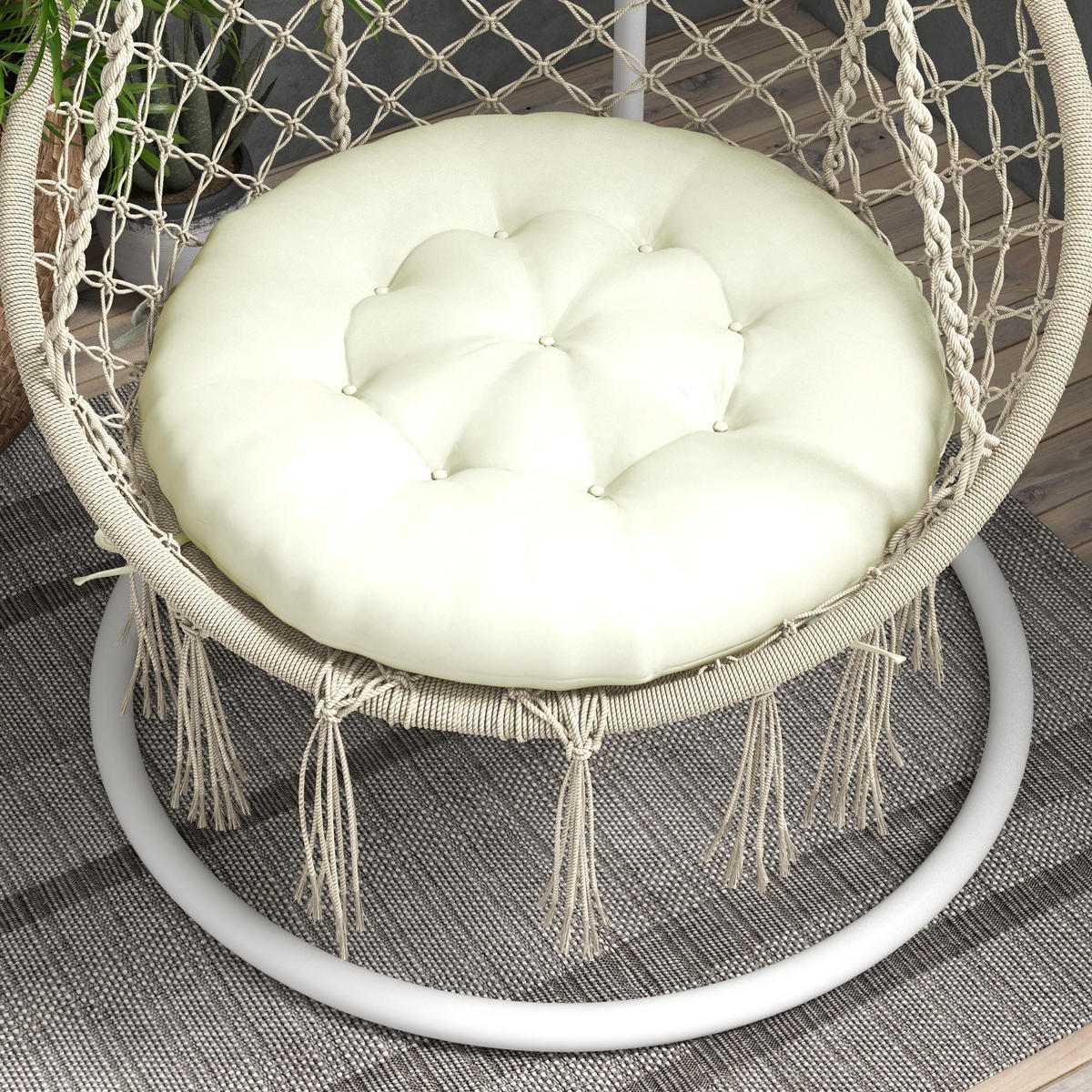 SITZKISSEN, Polyester, Beige - Beige, Kunststoff (80/10/80cm) - Outsunny