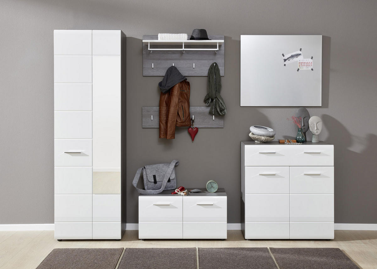 KLEIDERSCHRANK weiß hochglanz - Silberfarben, Holzwerkstoff (60/191/35cm) - ebuy24