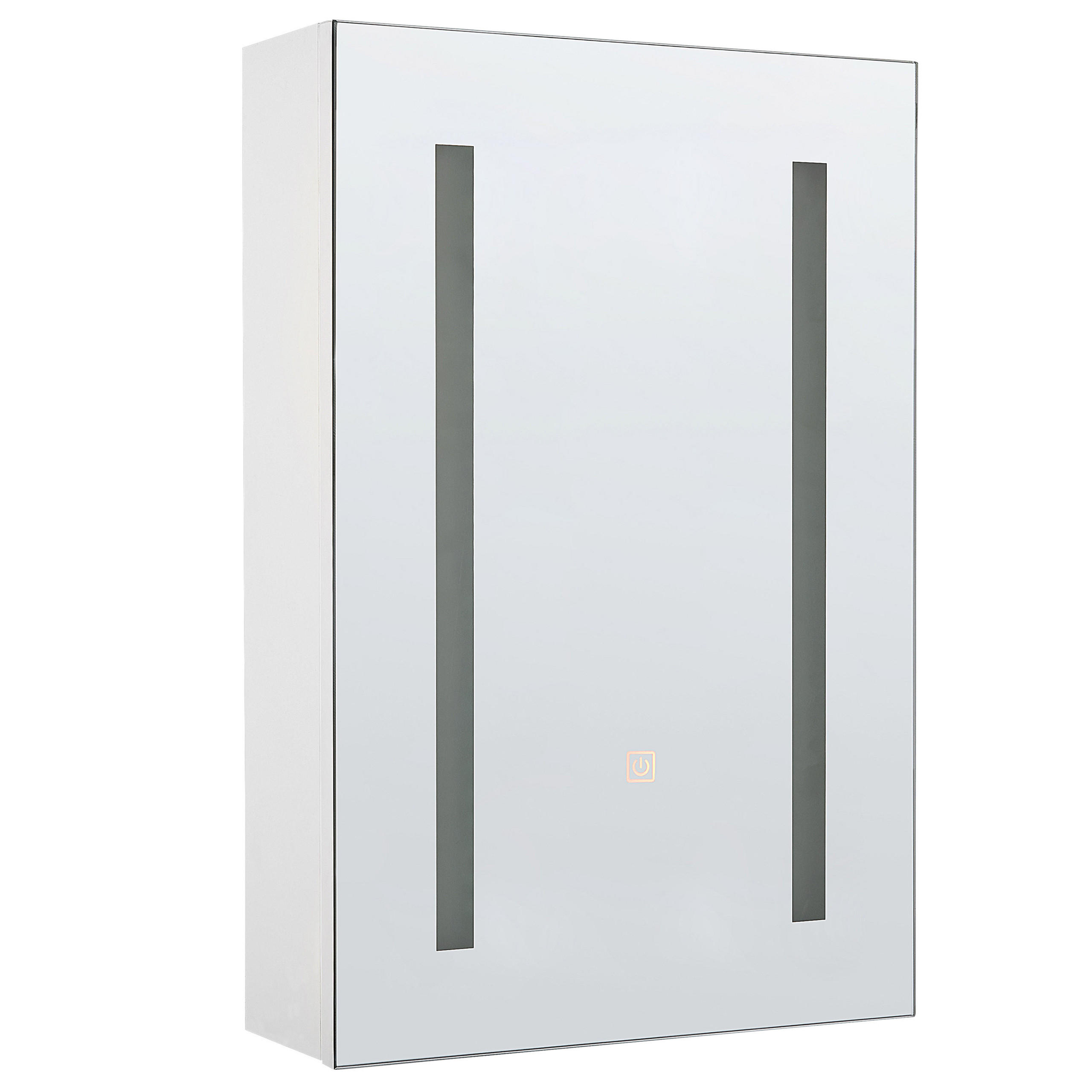 BAD SPIEGELSCHRANK weiß/silber mit LED-Beleuchtung 40/60 cm Cameron - Silberfarben/Weiß, Holz (40/60/12cm) - Beliani
