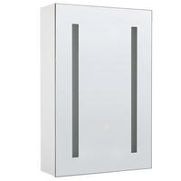 BAD SPIEGELSCHRANK weiß/silber mit LED-Beleuchtung 40/60 cm Cameron - Silberfarben/Weiß, Holz (40/60/12cm) - Beliani