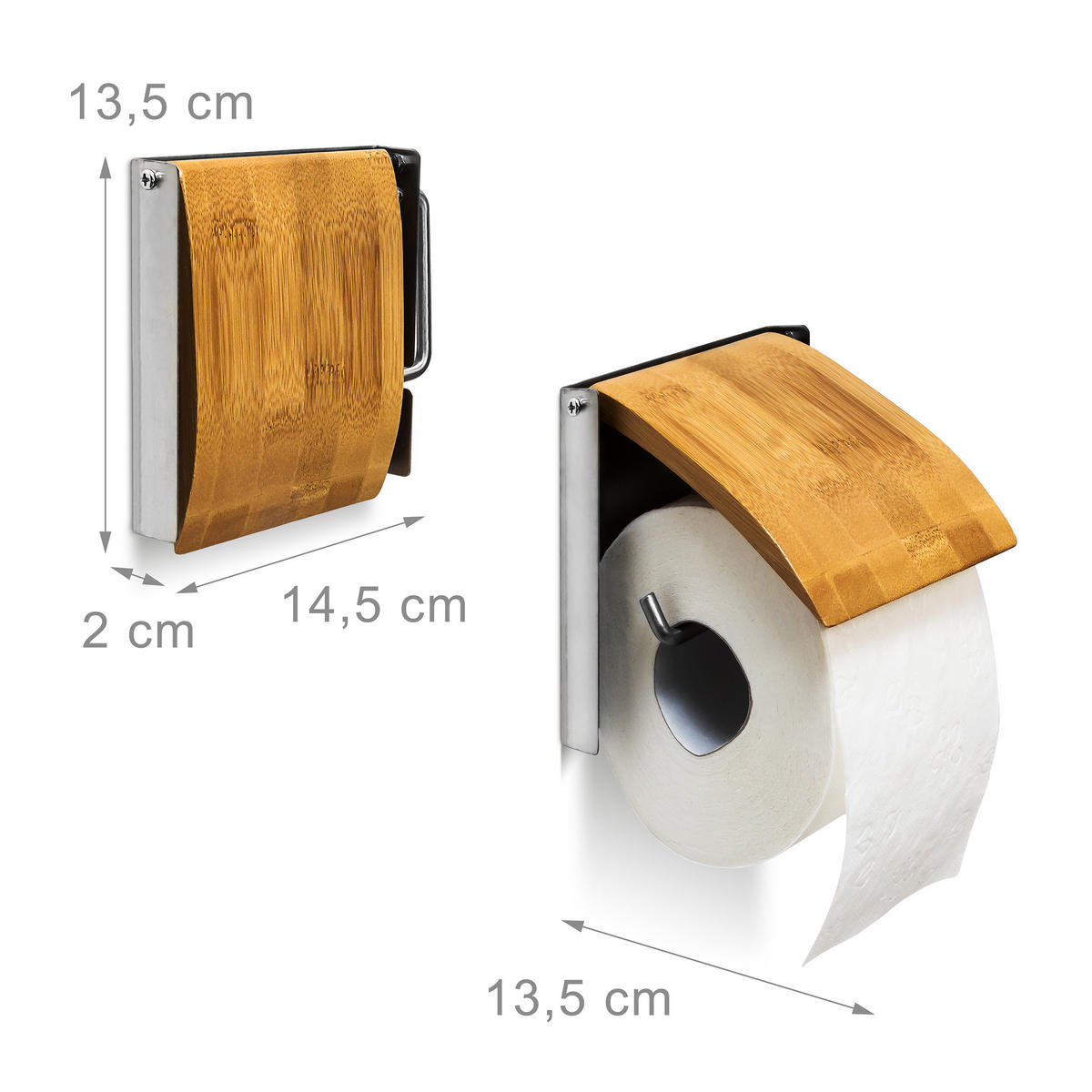 TOILETTENPAPIERHALTER - Hellbraun, Holz/Metall (14.5/13.5/2.5cm) - Relaxdays