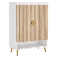 SCHUHSCHRANK mit 7 Ebenen Weiß Holz - Braun, Metall (37/110/73cm) - Beauniv