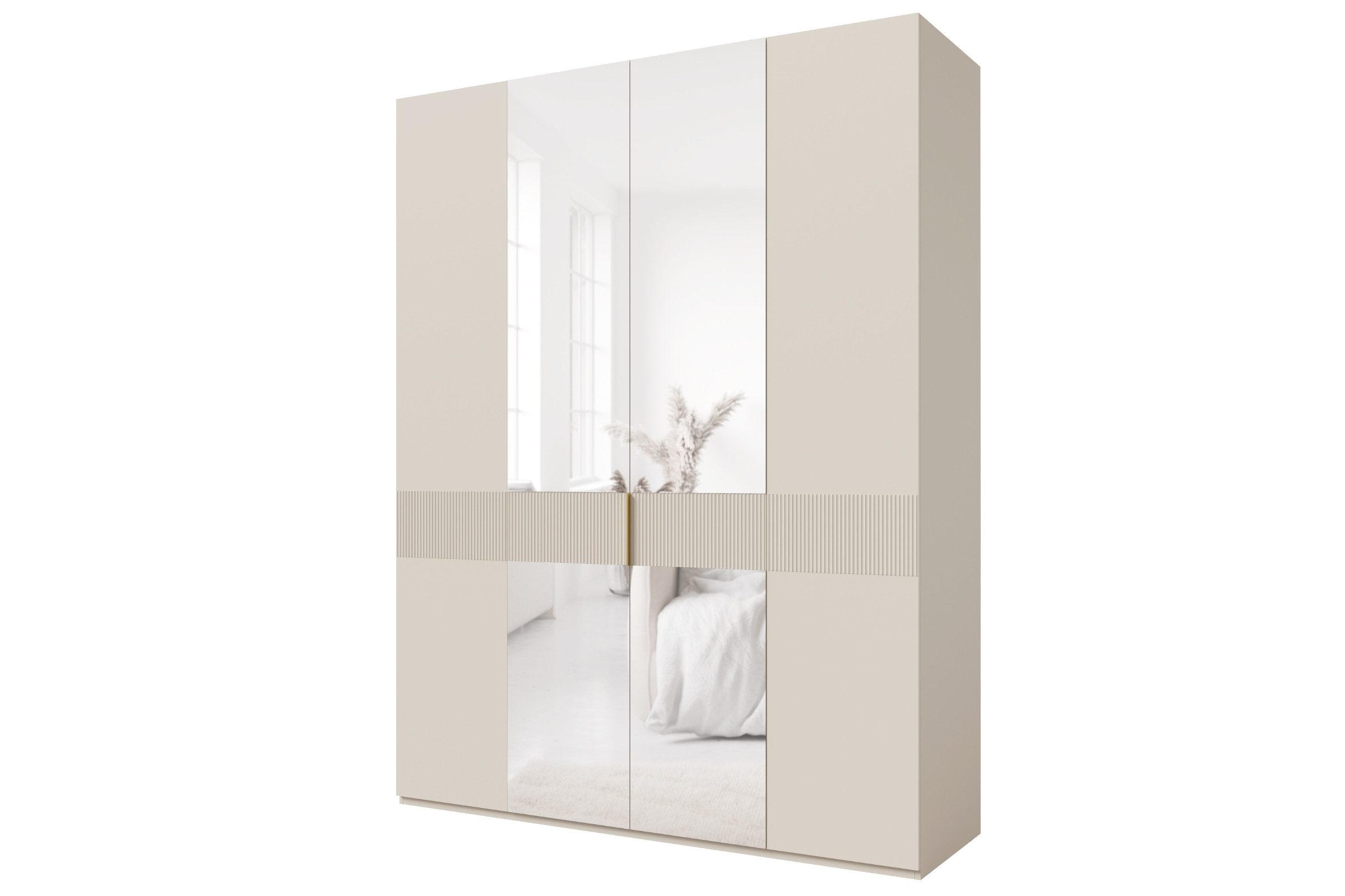 KLEIDERSCHRANK SUN 180/237/60 cm in Macadamia mit Spiegel - Kaschmir, Holzwerkstoff (180/237/60cm) - Deine Möbel 24