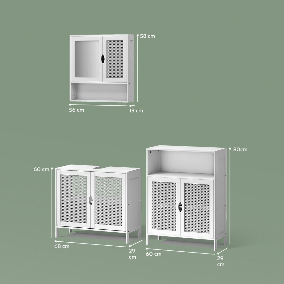 KOMPLET KOPALNIŠKEGA POHIŠTVA Mincio, Bela, 3-delni - bela, leseni material (70/60/29cm) - Livinity®