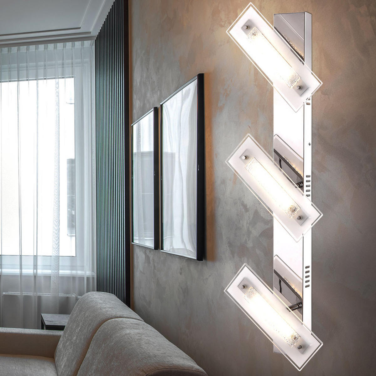 LED WANDLEUCHTE RARENIUM Kristall Silber - Silberfarben, Glas (8/75/11.5cm) - Globo Lighting