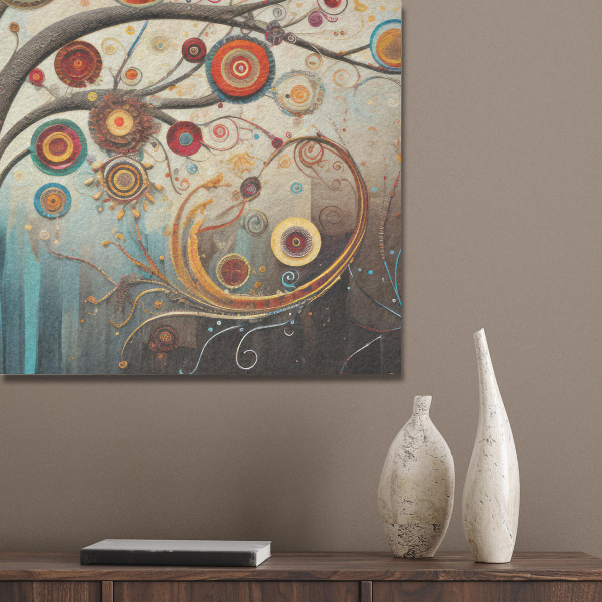 AKUSTIKBILD Baum - Baum des Lebens - Farbe Akustikpaneele 90x60 cm - Braun, Kunststoff (90/60/0.9cm) - MuchoWow