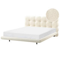 BETT mit Lattenrost 160/200 cm Bouclé Cremeweiß Soulisse - Creme, Textil (160/200cm) - Beliani