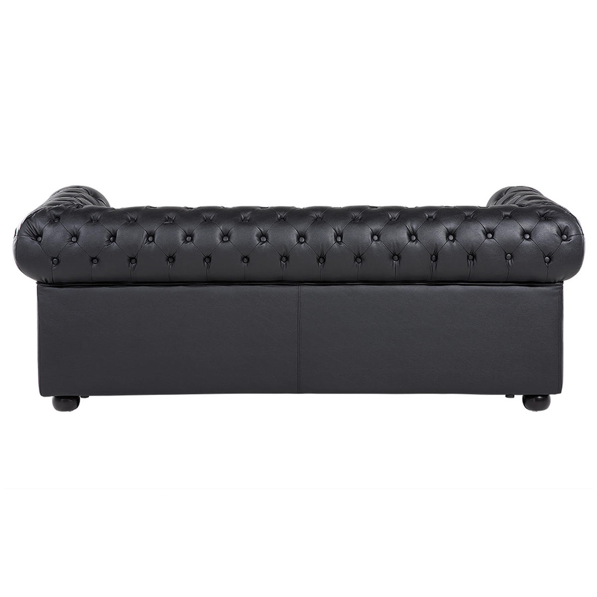 SOFA Leder Schwarz Chesterfield - Schwarz, Leder/Fell (195/75cm) - Beliani