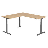 ECKSCHREIBTISCH elektrisch höhenverstellbar L-Form 200/200/74 cm in Eichefarben/Graphitfarben - Eichefarben/Graphitfarben, Holzwerkstoff (200/200/74cm) - bümö