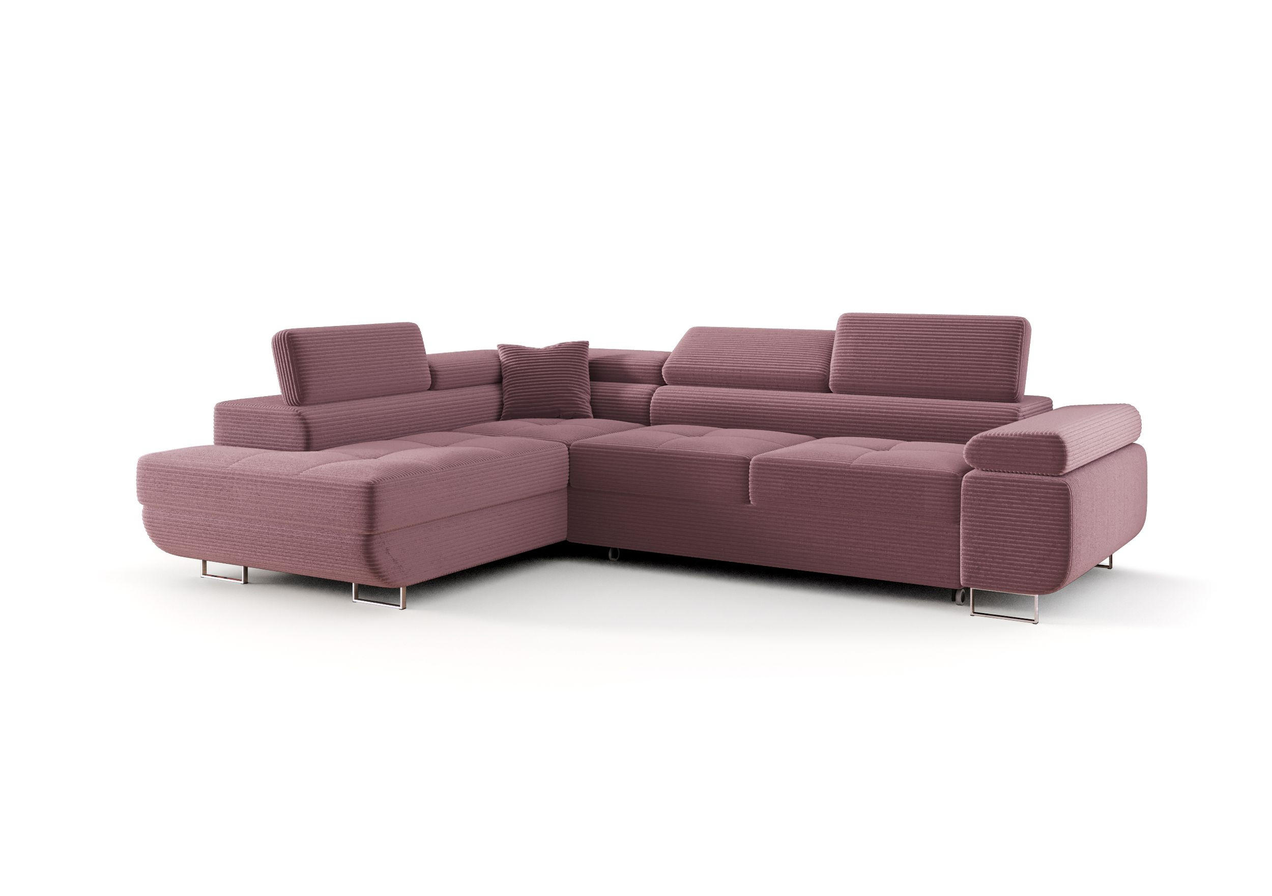 ECKSOFA EMILY mit Schlaffunktion Poso 130 Links - Flieder, Textil (275/200cm) - Bedante