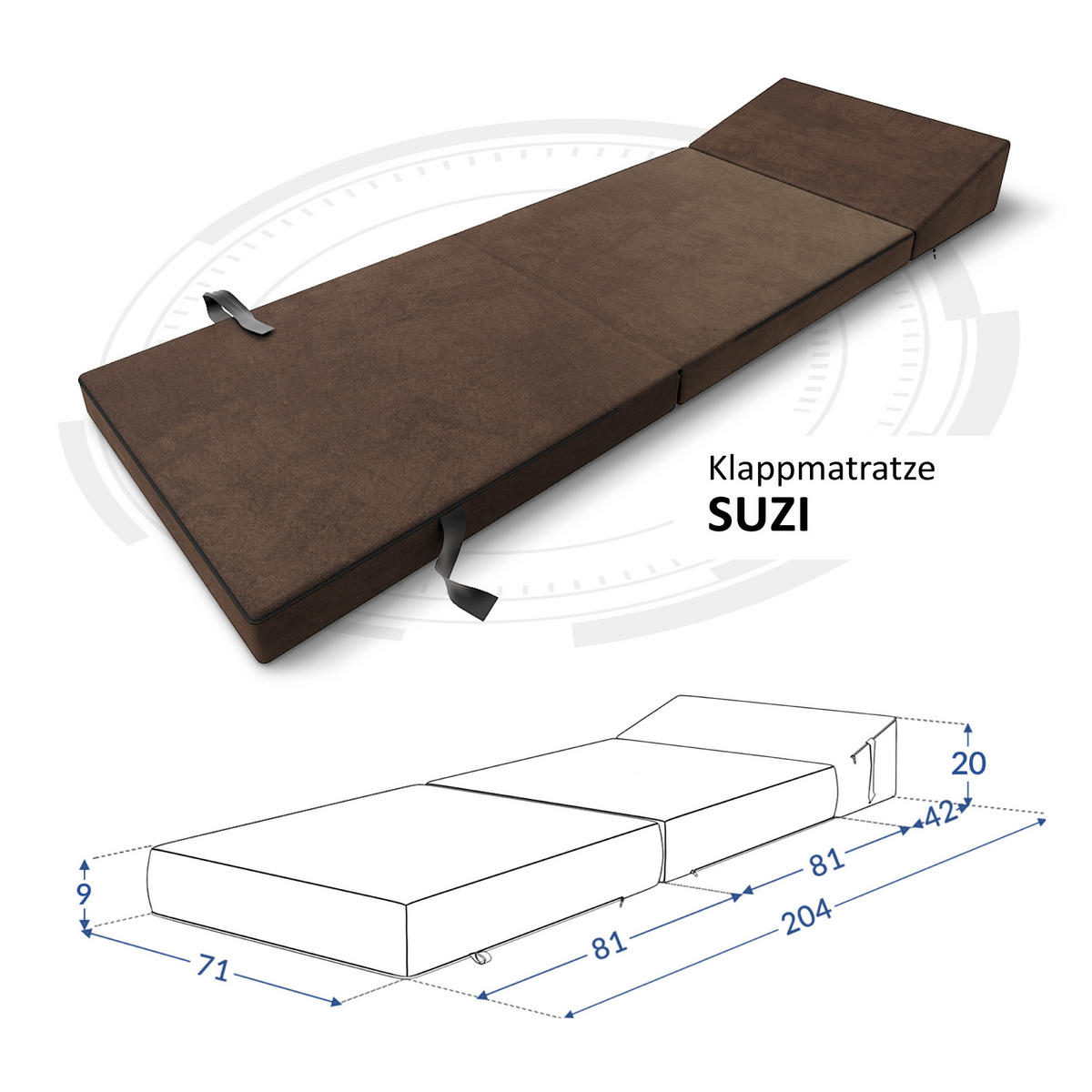 KLAPPMATRATZE SUZI MINI - Braun, Textil (70/200cm) - FDM